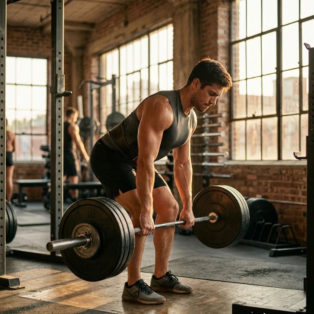 Lifter training back in a gym